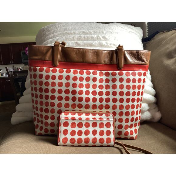 Vintage Coach Painted Dot Tote & Matching Wallet Unique - Picture 2 of 12